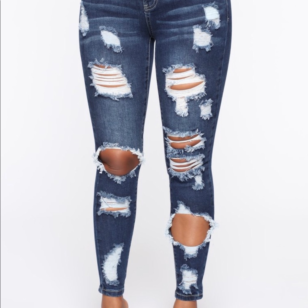 FN dark distressed jeans